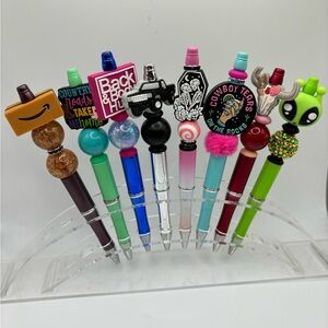 Beaded Silicone Focal Bead Pen Character Alien Cowboy Tears Country Roads